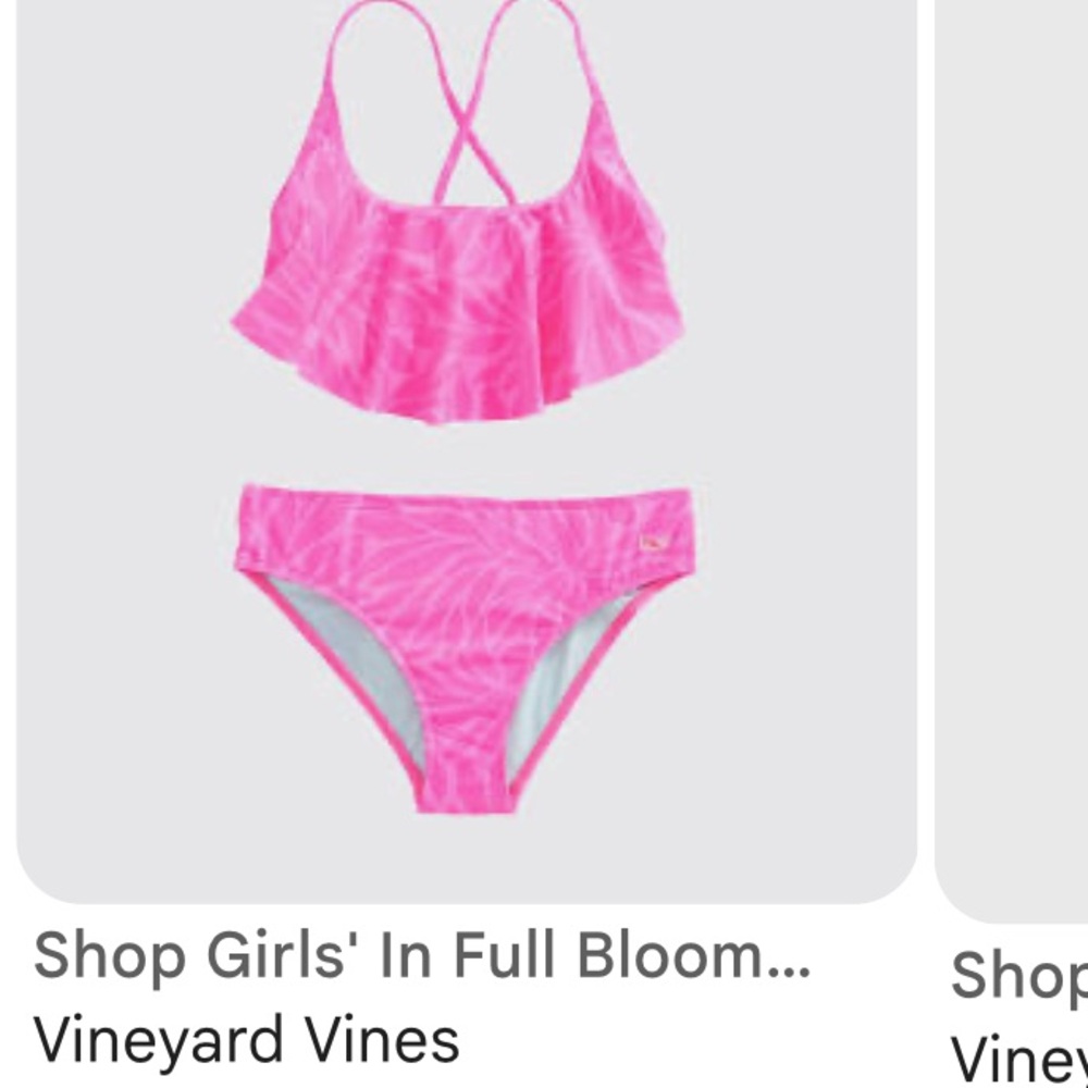 Vineyard Vines girls Pink flounce Bikini Set size XS (5-6) NWT